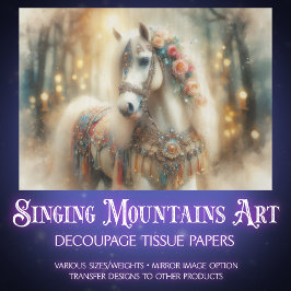 Dreamy Decorated Fairytale Horse Decoupage Tissuepapier