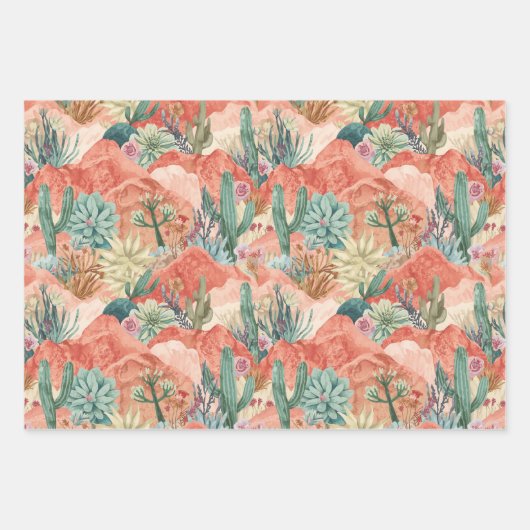 Dreamy Desert Bloom Abstract Collage Inpakpapier Vel (Voorkant 3)