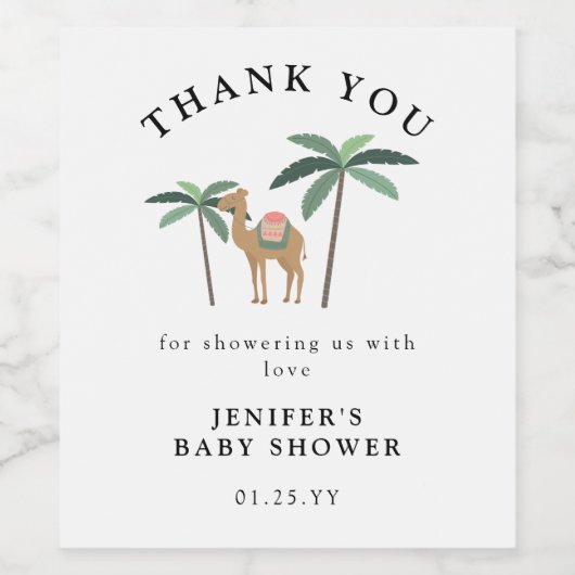 Dreamy Desert Schattige Camel Wijnlabel Wijn Etiket (Enkel label)