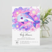 Dreamy Dolphin Baby shower Kaart (Staand voorkant)