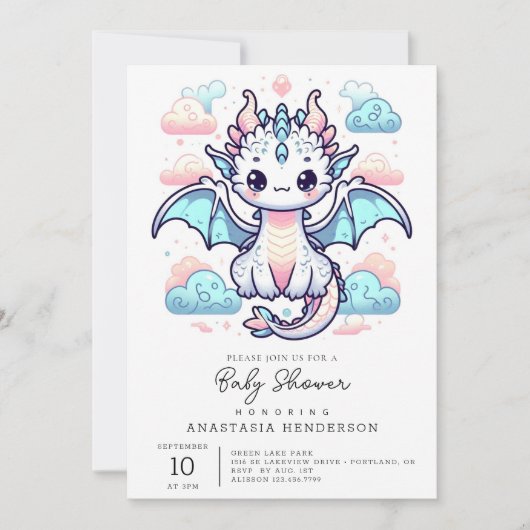 Dreamy Dragon-Baby shower Kaart (Voorkant)