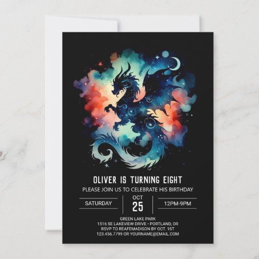 Dreamy Dragon Birthday Printable Kaart (Voorkant)