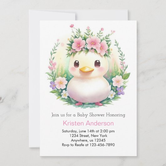 Dreamy eendje avontuur meisje Baby shower Kaart (Voorkant)