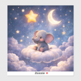 Dreamy elephant and midnight stars large glossy ac sticker