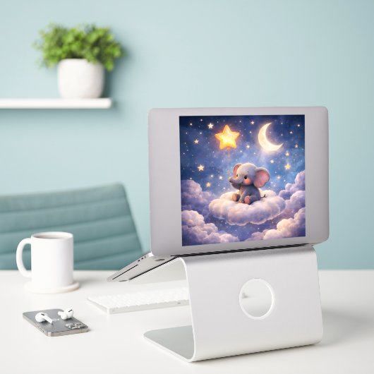 Dreamy elephant and midnight stars large glossy ac sticker (Laptop op bureau)