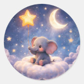 Dreamy elephant and midnight stars large round env ronde sticker (Voorkant)