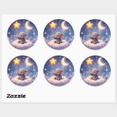 Dreamy elephant and midnight stars large round env ronde sticker (Vel)