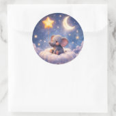 Dreamy elephant and midnight stars large round env ronde sticker (Tas)