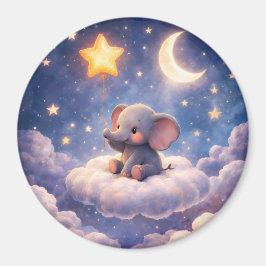Dreamy elephant and midnight stars round large mag magneet