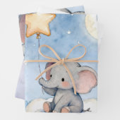 Dreamy elephant and stars luxury wrapping paper (In situ)