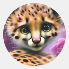 Dreamy Eyed Baby Cheetah Ronde Sticker
