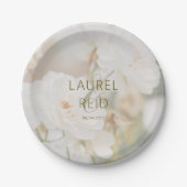 Dreamy Faded White Rose Photo Wedding Couple Names Papieren Bordje (Voorkant)