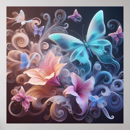 Dreamy fantasy butterfly poster (Voorkant)