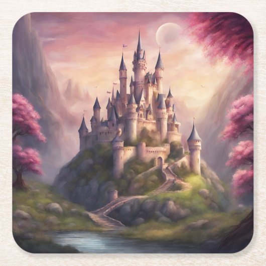 Dreamy Fantasy Castle kunstwerk Kartonnen Onderzetters (Voorkant)