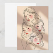 Dreamy Female Faces Print, Closed Eyes, Calming Kaart (Voorkant / Achterkant)