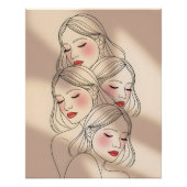Dreamy Female Faces Print, Closed Eyes, Calming Perfect Poster (Voorkant)