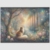 Dreamy Floral Cat in the Woods Fantasy Decoupage  Tissuepapier (Voorkant)