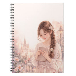 Dreamy Floral Girl Aesthetic Spiral Photo Notebook Notitieboek