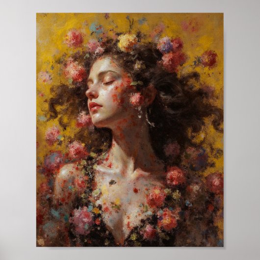 Dreamy Floral Goddess – Romantic Art Poster (Voorkant)