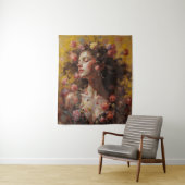 Dreamy Floral Goddess – Romantic Tapestry Wall Art Wandkleed (In situ)