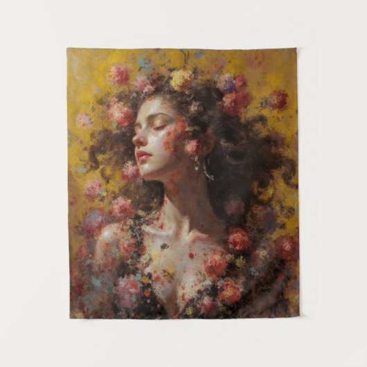 Dreamy Floral Goddess – Romantic Tapestry Wall Art Wandkleed (Voorkant)