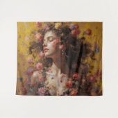 Dreamy Floral Goddess – Romantic Tapestry Wall Art Wandkleed (Voorkant (horizontaal))