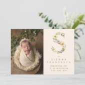 Dreamy Floral S Initial Gold Glitter Newborn Aankondiging (Staand voorkant)