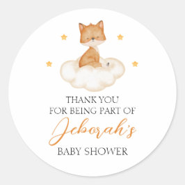 Dreamy Fox Baby shower Dank je wel Ronde Sticker