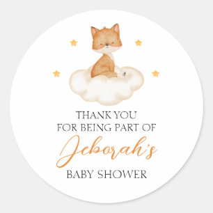 Dreamy Fox Baby shower Dank je wel Ronde Sticker