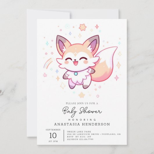 Dreamy Fox Baby shower Kaart (Voorkant)