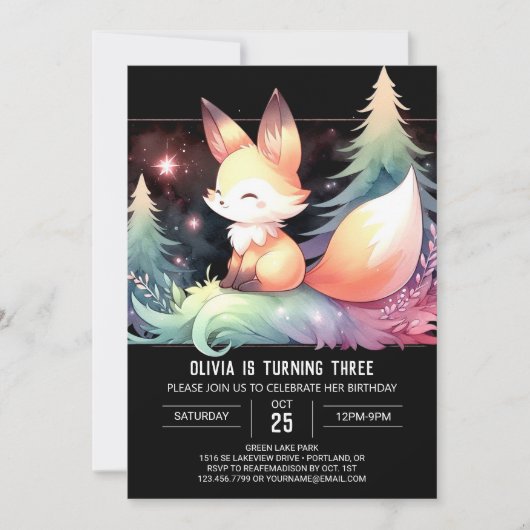 Dreamy Fun Fox Verjaardag digitaal Kaart (Voorkant)