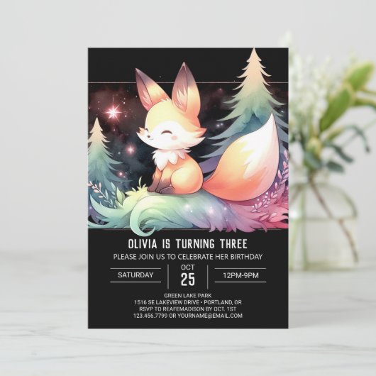 Dreamy Fun Fox Verjaardag digitaal Kaart (Staand voorkant)