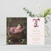 Dreamy Funny Bunny Romantic Floral T Baptism Kaart (Staand voorkant)