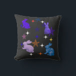 Dreamy Galaxy Bunnies Kussen<br><div class="desc">Step into a dream with this enchanting Celestial Bunny design. Featuring four textured,  painterly rabbits dancing among a constellation of hand-drawn and glowing stars,  this piece captures the magic of a midnight meadow. A perfect choice for rabbit lovers,  stargazers,  and anyone who appreciates an artistic,  whimsical aesthetic.</div>
