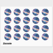 Dreamy Galaxy Planets Stars Pattern Ronde Sticker (Vel)