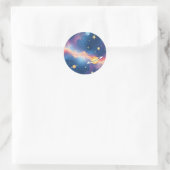 Dreamy Galaxy Planets Stars Pattern Ronde Sticker (Tas)