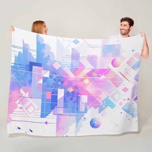 Dreamy Geometric Skyscape Fleece Deken (In situ)