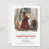 Dreamy girl awaits Santa printable holiday invite Kaart (Voorkant)