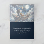 Dreamy Girl Rowing Boat Moonlit Fantasy Scene Kaart (Binnen)