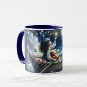 Dreamy Girl Rowing Boat Moonlit Fantasy Scene Mok (Voorkant links)