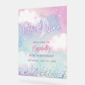 Dreamy Girly On Cloud Negen Verjaardag Welkom Acryl Bord (Hoek)