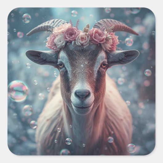 Dreamy Goat Art Vierkante Sticker (Voorkant)