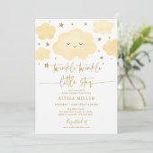 Dreamy Gold Twinkle Star Cloud Baby shower Kaart (Staand voorkant)