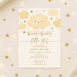 Dreamy Gold Twinkle Star Cloud Baby shower Kaart