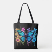 Dreamy Gradient Wings: Een vlinder in pastel Tote Bag (Achterkant)
