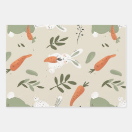 Dreamy Greens Floral Bunny set van 3 Inpakpapier Vel