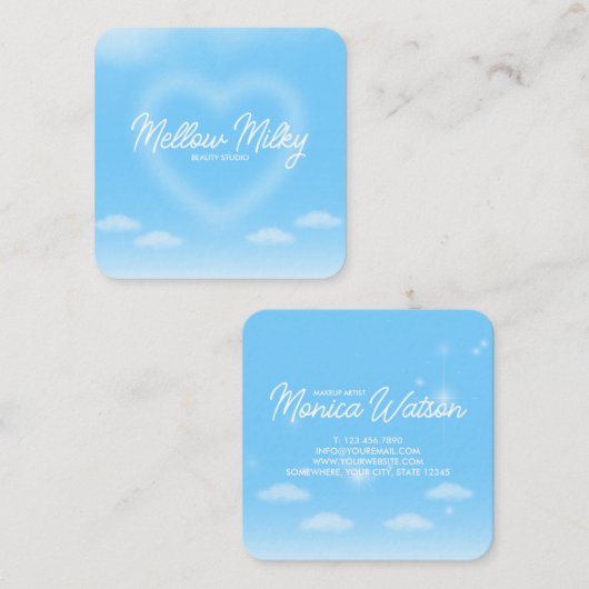 Dreamy Heart Cloud Sky Vierkante Visitekaartje (Voorkant / Achterkant)