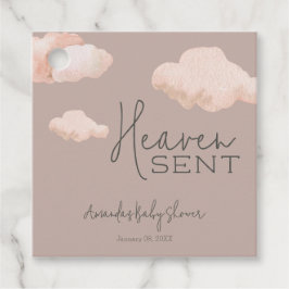 Dreamy Heaven Sent Sky Theme Beige Baby shower Bedankjes Labels