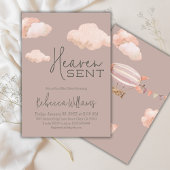 Dreamy Heaven Sent Sky Theme Beige Baby shower Kaart