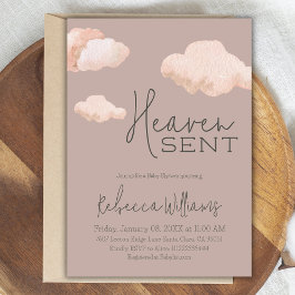 Dreamy Heaven Sent Sky Theme Beige Baby shower Kaart